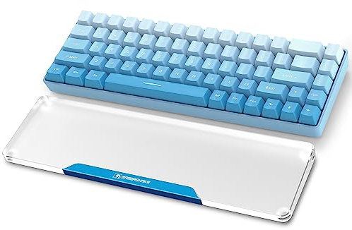 MAMBASNAKE Keyboard Wrist Rest for 68 Keys Compact 65% Keyboard - CNC Acrylic Keyboard Hand Support Palm Rest with Aluminum Logo - Anti-Slip Rubber Feet - for Office/Gaming/Typing/Laptop - Blue