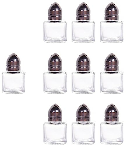BESTonZON 10pcs Mini Salt and Pepper Shakers Small Cube Glass Spices Shaker Container Bottle Seasonings Condiment Storage Jar with Pour Holes for Kitchen Travel Camp