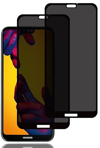 Sichtschutz Schutzfolie für Huawei P20 lite [2 Stück], Privacy Schutzfolie, Privacy Schutzglas, 9H Härte, Kratzfest, Anti-Fingerprint, Blasenfrei, Anti Spy Displayschutzfoli für Huawei P20 lite