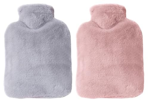 SKHAOVS 2 Pezzi Copertura per Borsa dell'acqua Calda da 2L in Peluche, Fodera in Peluche Morbida per Comfort Fornisce Calore a Bambini Adulti, Solo Copertura Nessuna Bottiglia