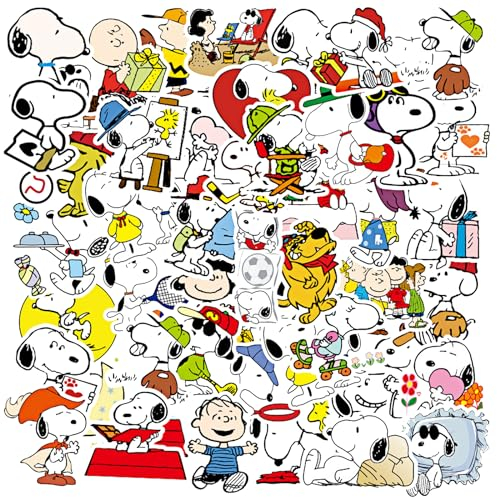Xingsky Snoo-py Aufkleber, 100 Sticker Kinder Sticker Cartoon Aufkleber Vinyl Aufkleber Kinder Laptop Sticker & Skateboard Sticker Koffer Auto Fahrrad Sticker für Erwachsene Kinder