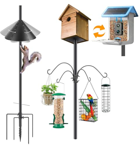 SLIIMU Vogelhaushalter, Sicheres Futterhaus für Vögel, Vogelfutterstangenhalter, Vogelhaus-Stangenhalterungsset, Vogelfutterhaus mit Ständer wetterfest & langlebig, 230cm, Bird House Pole for Outdoor