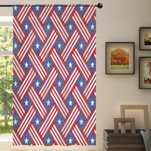 TropicalLife Voile-Vorhänge mit USA-Motiv, durchscheinend, 140 x 198 cm, amerikanische USA, Vorhang für Wohnzimmer, Schlafzimmer, Küche, Zuhause, Türdekoration, Vorhänge