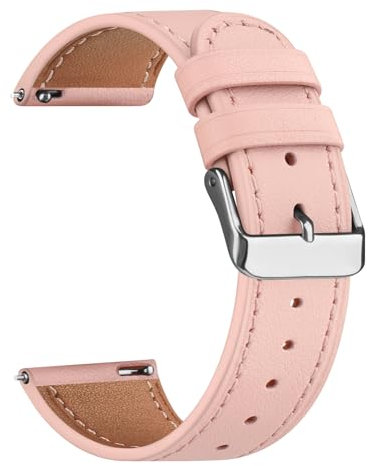 Correa de cuero compatible con Garmin Vivomove 3/Vivomove Luxe/Vivomove Style/Vivomove Sport/Vivomove Trend, correa de piel auténtica de 20 mm de repuesto para Garmin Vivomove 3 (rosa)