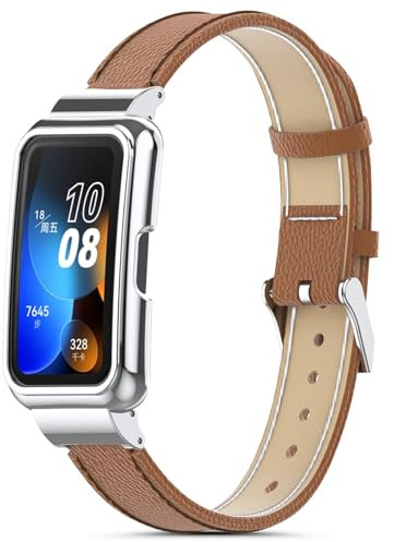 CHULN Pelle Cinturino per Huawei Band 9/Huawei Band 8/Huawei Band 7, Regolabile Leather Cinturini di Ricambio per Huawei Band 9/8/7 Smartwatch.(No host)