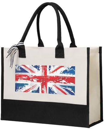 YUNWEIKEJI Vereinigtes Königreich Union Jack, Einkaufstasche, Tragetasche, Canvas-Tasche, Einkaufshandtasche, Mehrzweck-Schultertasche aus Canvas