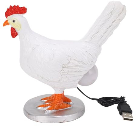 Sunicon Hühnerei-Lampe, 3D-Hühnerlampe, realistische LED-Eierlampe, Harz-Hühnerei-Nachtlicht mit USB, dimmbar, warme Beleuchtung für Heimdekoration