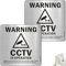 2 Pack CCTV in Operation Signs Brushed Aluminium, 15×15 cm Surveillance Warning Signs with Adhesive Backing