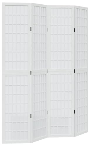 vidaXL Room Divider 4 Panels White Solid Wood Paulownia