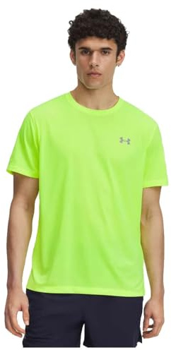 Under Armour Men's Launch Short Sleeve, Soft and Lightweight Men's T-Shirt, Essential Running Top with Reflective Detailing for Visibility,High Vis Yellow / / Reflective,SM