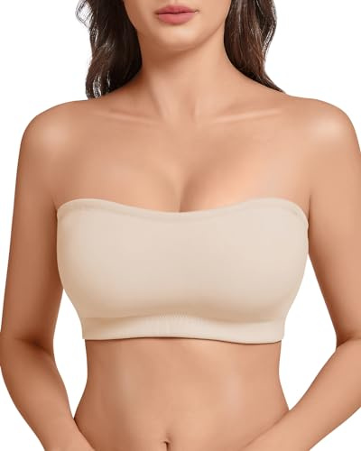 LEYSHE Reggiseno Senza Spalline per Donna Reggiseno a Fascia Imbottito Reggiseno a Tubo Senza Cuciture Top a Fascia Antiscivolo con Spalline Trasparenti