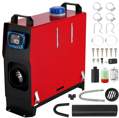 Chauffage diesel, chauffage de stationnement tout-en-un 5 kW 12 V, avec panneau LCD noir, télécommande, silencieux, chauffage à air diesel portable pour voiture, camping-car, camion, caravane, bus,