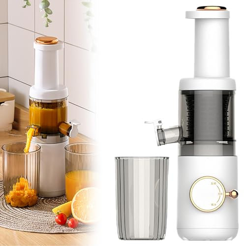 Exprimidor De Masticación Lenta Desmontable Y Lavable, Exprimidor Recién Exprimido Con Tasa De Jugo Puro Del 98%, 200 W + Separación De Jugo Residual + Filtro De 1.8MM, Para Verduras/Frutas ,White