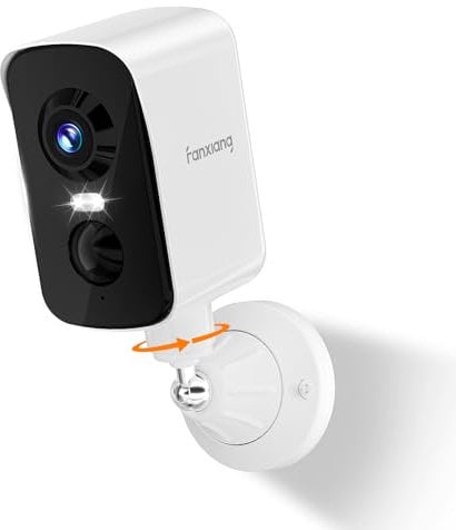 fanxiang Camara Vigilancia WiFi Exterior sin Cables, Cámara de Seguridad Inalámbrica Visión 360° con Batería Recargable, 10M Visión Nocturna Colorida, detección AI, PIR, IP65