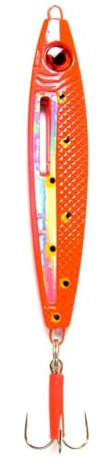 FLADEN Knicklichtpilker, Leuchtender Meerespilker mit Drilling, 100g-750g, Gelb/Orange, bleifrei, Pilker, Norwegenpilker (Orange, 300g)