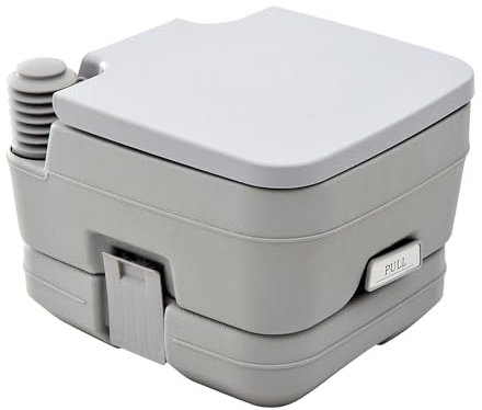 HOMCOM Inodoro Portátil WC Portátil con 2 Tanques de 10L Carga 200 kg Inodoro para Exterior Camping Acampar Senderismo 36x42x30 cm Gris