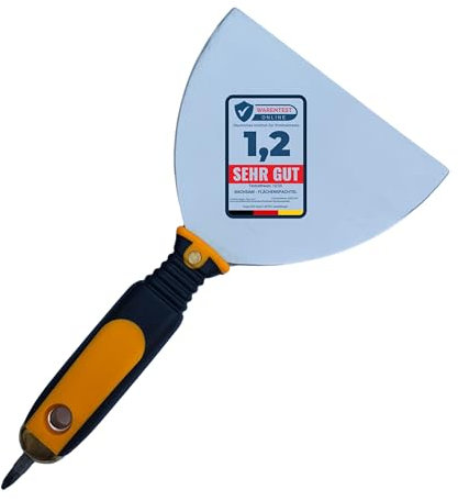 BACHSAM® Edelstahl Fugenspachtel, Schraubgriff-Spachtel, Breitspachtel mit Softgriff und Kreuz-Bit, Trockenbau-Spachtel, halbmond. (Halbmond)