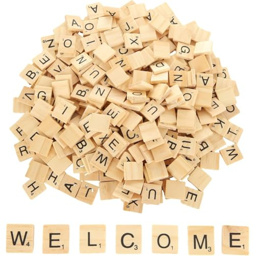 OUDQFCJ 52 Stück Holzbuchstaben, Buchstaben Holz, Scrabble Buchstaben Holz, Holzbuchstaben Klein, A bis Z mit Zahlen, für Basteln, Lernen, Buchstabieren, Geschenk, 20 x 18 x 4 mm