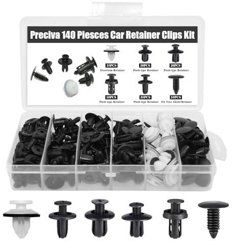 Dunkwckore 140 Pièces Clips de Fixation Voiture, Rivet Plastique Fixation, Universels 6 Types Différents Pinces Garniture Porte et Clips en Plastique pour Pare-Chocs avec Outil Démontage, Pieces Auto