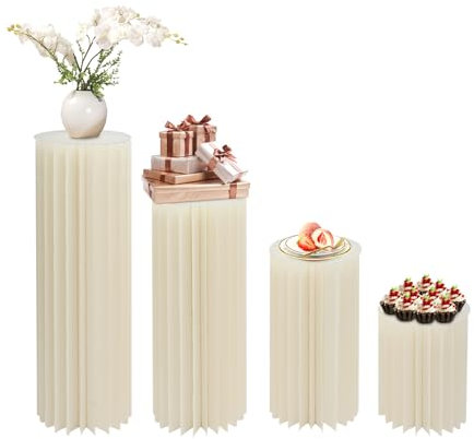 Juego de 4 soportes para flores de cartón blanco, decoración de boda de 30 a 100 cm de altura, columnas redondas con placas de PVC, columnas de flores para manualidades, para fiestas, cumpleaños