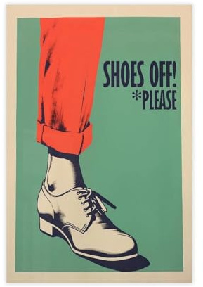 Shoes Off-Schild, lustiges Leinwand-Poster, Schlafzimmer, Dekoration, Landschaft, Büro, Raumdekoration, Geschenk, 30 x 45 cm
