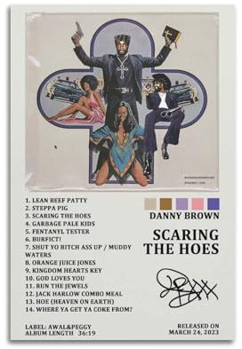 SAHEAWEBWBAE Danny Brown Album Scaring The Hoes Tracklist-Poster, ästhetische Wandkunst, Leinwand, Vintage-Poster, dekoratives Gemälde, Wohnzimmer, Schlafzimmer, Dekoration, 20 x 30 cm, ungerahmter
