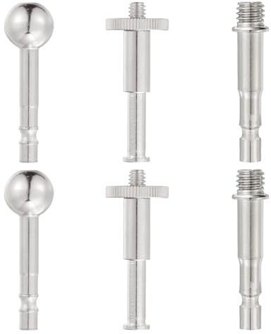 PATIKIL 1 Set Boom Arm Joint Head Converter, 17mm Ball Head 1/4 3/8 Screw Head Bolt Mount Connector Adapter for Mic Stand Phone Holder Boom Scissor Arm Stand, Silver