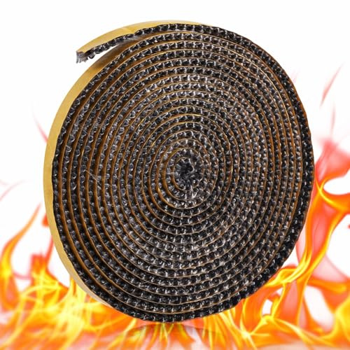 SPOKKI Kamin Dichtband Ofendichtschnur 3mmx10mmx4m Kamindichtung Selbstklebend Hitzebeständige Feuerfestes Dichtungsband für Kamin,Ofenrohr, Rauchrohr, Kamintür, Smoker, Ofen, Kaminof Dichtung