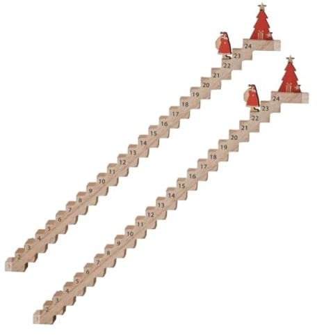 Rersduyt Wood Stairs Climbing Christmas Calendar,Santa'S Staircase Countdown Calendar,Christmas Countdown Decoration(2PC)
