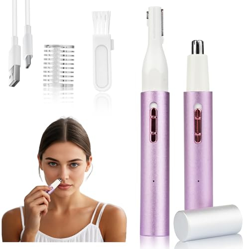 Mendaping 2026 Rechargeable Nose & Ear Hair Trimmer, Dual-Edge Blade Electric Clipper for Women Men, Facial & Eyebrow Hair Removal Tool, Powerful Motor, Painless, Easy to Clean (Multicolor)