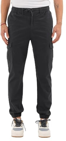 COMEOR Cargohose Herren Stretch Relaxed Fit – Chino Hose Baumwolle Männer Cargo Outdoorhosen, Wanderhose, Baggy Freizeit mit 6 Taschen & Kordelzug
