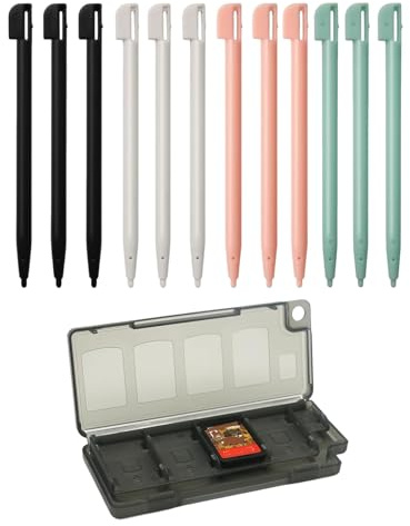 Lot de 12 stylets pour Nintendo 3DS, pour Nintendo DS Lite/DS/3DS/MP5, stylet pour écran tactile - Stylet en plastique de haute précision avec boîte (5 couleurs)