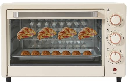 Mini Backofen 22 liter Elektrobackofen mit Grillpfanne & Grillrost einstellbarer Temperatur 60-Minuten-Timer Mini ofen für Pizza, Brot, Kekse, Grillen, Familie