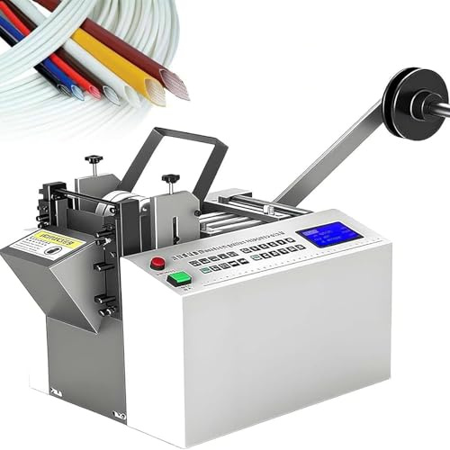 Coupe-tubes automatique en plastique, machine électrique de 300 W, vitesse de 34 m/min et largeur de coupe maximale de 100 mm, programmable pour PVC/tuyaux/câbles, dimensions : 360 x 450 x 360 mm