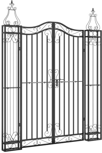 Emmtore Puerta de jardín de hierro forjado negro 121x8x150 cm