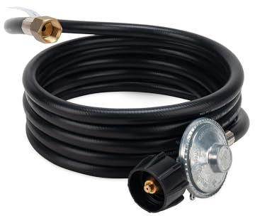 Camco Niederdruck-Gasregler mit 30,5 cm Schlauch, 70.000 BTUs/Stunde, einfache und schnelle Installation, Verwendung mit Niederdruck-Gasheizungen (57721)