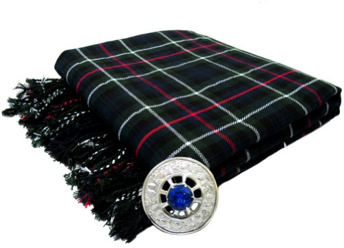 Tartanista - Herren Fly Plaid mit Schmuckstein-Brosche - ideal geeignet für Kilts von Dudelsackspielern - MacKenzie