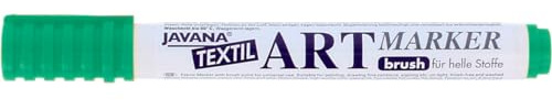 Kreul 90611 - Javana Textil Artmarker, grün, mit universell einsetzbarer Pinselspitze ca. 1 - 3 mm, brillanter Stoffmalstift für helle Stoffe
