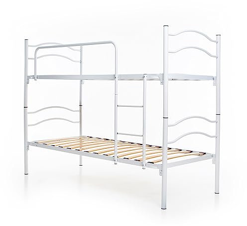DOLCI SOGNI Letto a Castello per Adulti e Bambini Scomponibile in 2 Letti Singoli 80x190 cm, Altezza 150 cm, Colore Bianco, Letti a Castello con 2 Rete Letto Singolo 80x190 cm