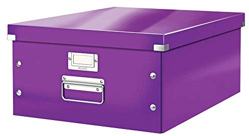 Leitz Click & Store WOW Scatola Archivio Grande, per Riporre e Trasportare Documenti A3 e Oggetti di Grandi Dimensioni, Adatta a Casa e Ufficio, Viola, 60454062