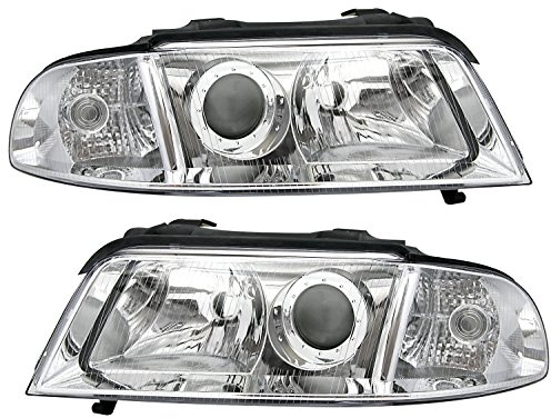 Scheinwerfer Set für Audi A4 B5 (2/1999-2/2001, Facelift, Halogen) | Aftermarket Ersatzteil, links, rechts, H7, Klarglas, vorbereitet für elektrische Leuchtweitenregulierung,