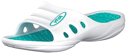 Brandsseller Mujer Zapatos | Zapatillas de Playa y Piscina | Zapatillas para Ducha | Zapatos de baño | Sandalias de Verano | Blanco/Turquesa | 38 EU