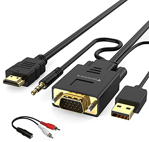 Câble VGA vers HDMI, Adaptateur VGA vers HDMI Ancien PC de Style à Nouvelle TV/Moniteur avec HDMI,VGA à HDMI Cordon Convertisseur avec Audio pour Ordinateur Portable à Projecteur,Mâle à Mâle 6FT/1.8M