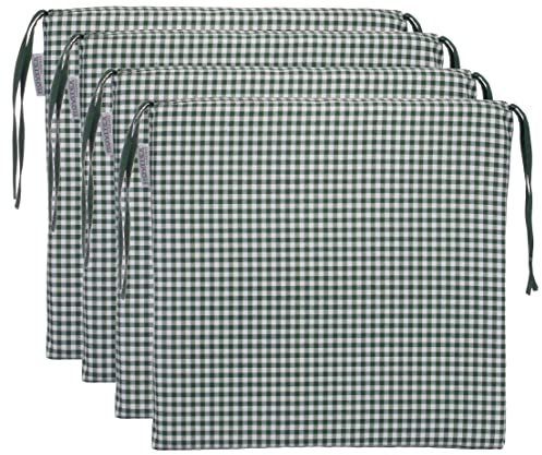 Brandsseller Sitzkissen Stuhlkissen kariert Kissen Sitzpolster - 40 x 40 cm (4er-Paket, dunkelgrün)