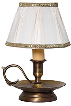 Licht-Erlebnisse Tischlampe Messing Jugendstil Bronze Stoffschirm Gewebt Premium Handarbeit Tischleuchte Nachttisch Wohnzimmer
