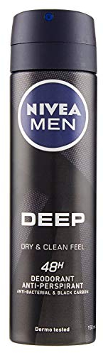 Nivea Men Deep Black Dry & Clean, Desodorante Antitranspirante, 150ml