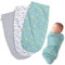 Henry Hunter Swaddle | Die einfachen Pucktücher für Neugeborene | Weiches, dehnbares Baby-Wickeltuch und bequeme Baumwoll-Puckdecke 0-3 Monate, 3er-Pack (Wolke | Mond | Hellheide)