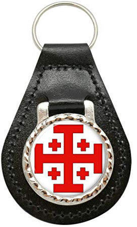 Giftshop UK Jerusalem Kreuz (Heilig Sepulchre) Leder Schlüsselanhänger