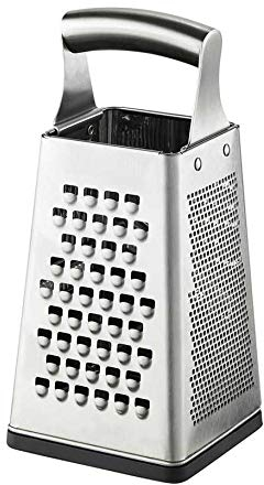 MEISTERKOCH Vierkantreibe aus Edelstahl in silberfarben, große 4-seitige Reibe, grobes und feines raspeln, rutschfester Boden, Küchenreibe für Obst, Gemüse und Käse, spülmaschinenfest