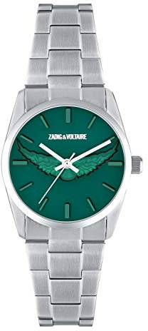 Zadig & Voltaire - Montre Mixte - Quartz - Acier inoxydable - Vert - Argent - Analogique